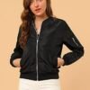 Allegra K Women's Casual Zip Up Bomber Jacket Windbreaker Ou...