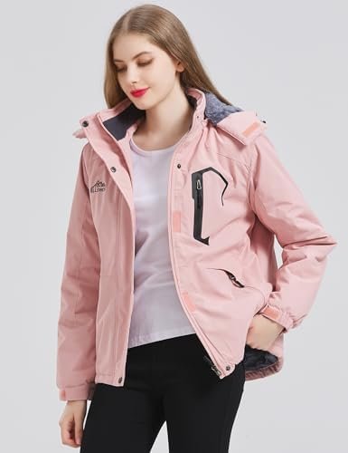 ELLSWOS Womens Winter Coats Waterproof Ski Jacket Warm Snow ...