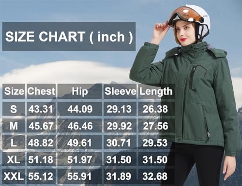 ELLSWOS Womens Winter Coats Waterproof Ski Jacket Warm Snow ...