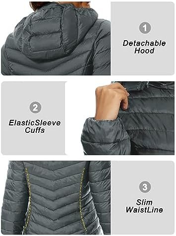 ANOTHER CHOICE Women Puffer Jacket Hooded Warm Lightweight P...