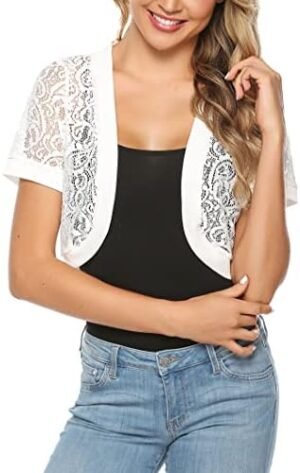 Totatuit Womens Short Bolero Shrugs for Dresses Open Front S... Totatuit Womens Short Bolero Shrugs for Dresses Open Front S...