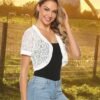 Totatuit Womens Short Bolero Shrugs for Dresses Open Front S...
