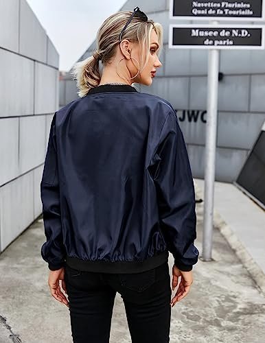 Zeagoo Women's Bomber Jacket Casual Coat Zip Up Outerwear Wi...