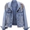 Kedera Women's Denim Jacket Long Sleeve Western Rivet Studde...