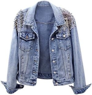 Kedera Women's Denim Jacket Long Sleeve Western Rivet Studde... Kedera Women's Denim Jacket Long Sleeve Western Rivet Studde...