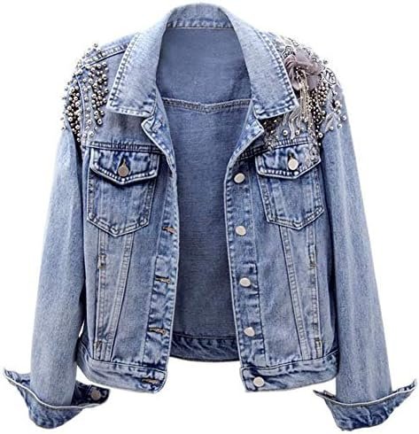 Kedera Women's Denim Jacket Long Sleeve Western Rivet Studde...