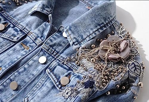 Kedera Women's Denim Jacket Long Sleeve Western Rivet Studde...