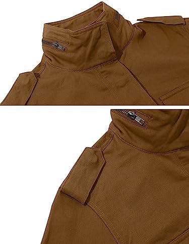 chouyatou Women's Fall Stand Collar Zip Up Military Cotton U...