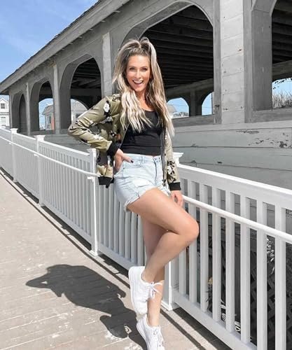 ECOWISH Women's Casual Floral Zip Up Bomber Jacket Coat Crew...