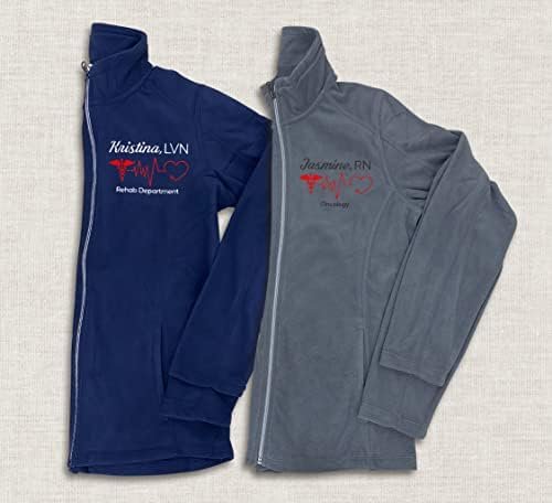 Custom Nurse Jacket Personalized Embroidered Full-Zip Jacket...