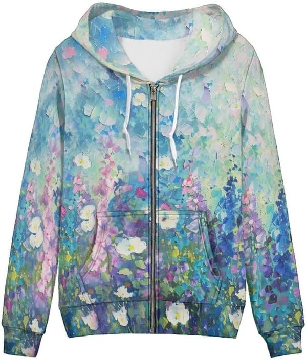 Irisjudy Womens Zip-up Hoodie with Kanga Pocket(XS-5XL),Cact...