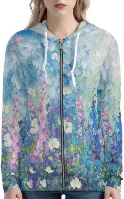Irisjudy Womens Zip-up Hoodie with Kanga Pocket(XS-5XL),Cact...