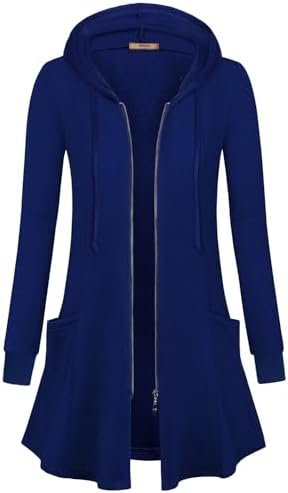 Miusey Womens Zip Up Long Hoodie Jacket Lightweight Tunic Sw... Miusey Womens Zip Up Long Hoodie Jacket Lightweight Tunic Sw...
