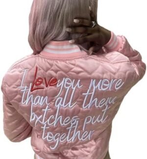 Women's Baseball Varsity Jacket Cropped Bomber Quilted Jacke... Women's Baseball Varsity Jacket Cropped Bomber Quilted Jacke...