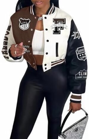 COZYPOIN Women's Varsity Jacket Cropped Letterman Jacket Lig... COZYPOIN Women's Varsity Jacket Cropped Letterman Jacket Lig...