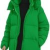 Flygo Womens Hooded Quilted Puffer Jacket Mid-Length Padded ...