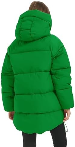 Flygo Womens Hooded Quilted Puffer Jacket Mid-Length Padded ...