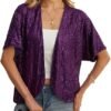 Women's Sequin Sparkle Lightweight Cardigan Casual Party Clu...