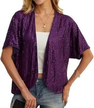 Women's Sequin Sparkle Lightweight Cardigan Casual Party Clu... Women's Sequin Sparkle Lightweight Cardigan Casual Party Clu...