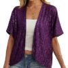 Women's Sequin Sparkle Lightweight Cardigan Casual Party Clu...