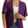 Women's Sequin Sparkle Lightweight Cardigan Casual Party Clu...