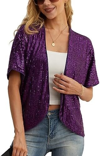 Women's Sequin Sparkle Lightweight Cardigan Casual Party Clu...