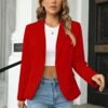 Womens Casual Blazers Long Sleeve Lapel Button Slim Work Off...