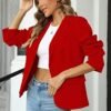 Womens Casual Blazers Long Sleeve Lapel Button Slim Work Off...