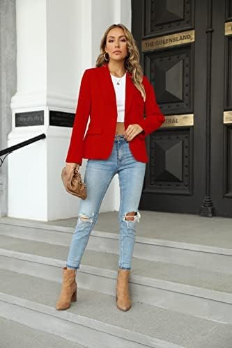 Womens Casual Blazers Long Sleeve Lapel Button Slim Work Off...