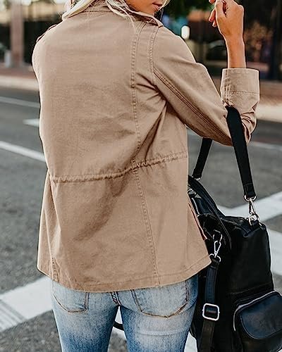 Soulomelody Women Military Anorak Jackets Zip Up Snap Button...