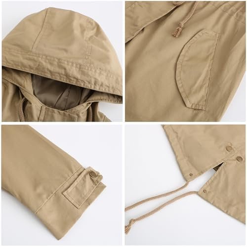 Women's Ligtweight Jackets Anorak Utility Drawstring Waist H...