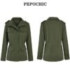 Pepochic Womens Military Jacket Zip Up Snap Buttons Lightwei...