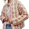 Yimoon Women's Cropped Puffer Quilted Jacket Vintage Floral ...