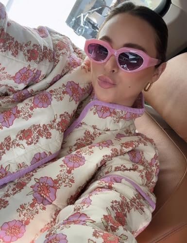 Yimoon Women's Cropped Puffer Quilted Jacket Vintage Floral ...