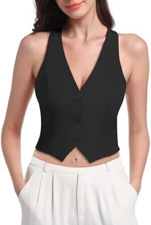 V VOCNI Vest for Women V Neck Suit Vest Sleeveless V VOCNI Vest for Women V Neck Suit Vest Sleeveless Racerback...