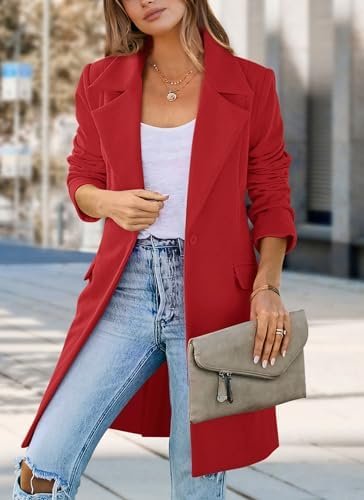PRETTYGARDEN Women's 2025 Spring Fall Long Blazer Jackets Lo...