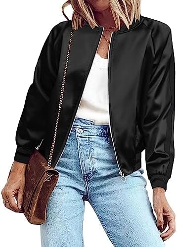 Zeagoo Women's Bomber Jacket Lightweight Zip Up Jacket Casua...