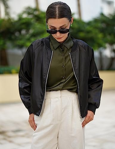 Zeagoo Women's Bomber Jacket Lightweight Zip Up Jacket Casua...