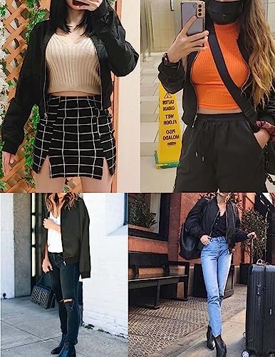 Zeagoo Women's Bomber Jacket Lightweight Zip Up Jacket Casua...