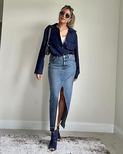 Onedreamer Women's Military Safari Cropped Jackets Button Do...