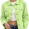 Argstar Denim Jacket for Women Button Up Long Sleeve with Po...
