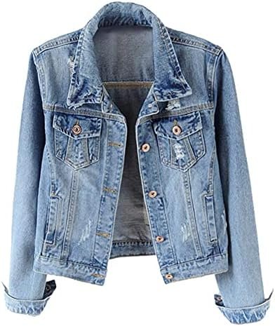 Kedera Womens Denim Jackets Distressed Ripped Long Sleeve Je...