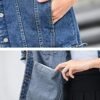PUWEI Women's Oversized Denim Jacket Distressed Lapel Button...