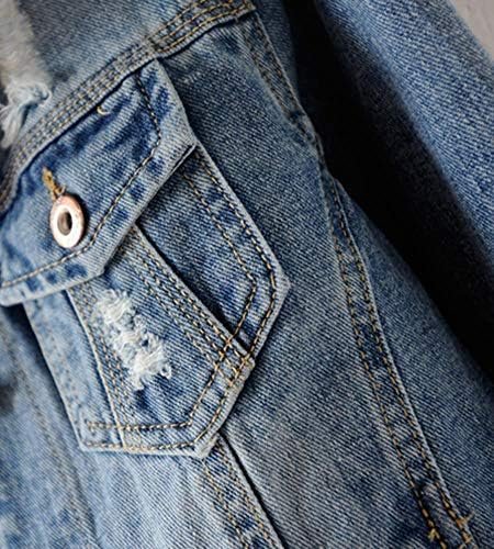 Kedera Womens Denim Jackets Distressed Ripped Long Sleeve Je...