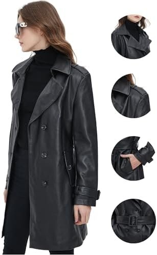 Beinia Women's PU Faux Leather Blazer Jacket, Waterproof, Bu...