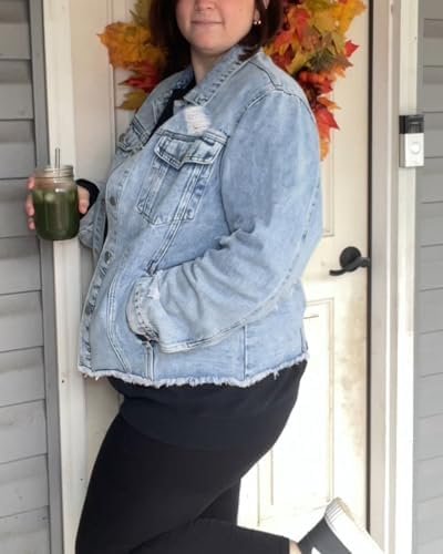 Kedera Womens Denim Jacket Distressed Frayed Ripped Jean Jac...