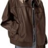 Tankaneo Womens Faux Leather Jackets Oversized Bomber Casual...