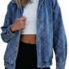 Sidefeel Women's Jean Jacket Long Sleeve Zimbaplatinum Overs...