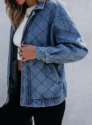 Sidefeel Women's Jean Jacket Long Sleeve Zimbaplatinum Overs...