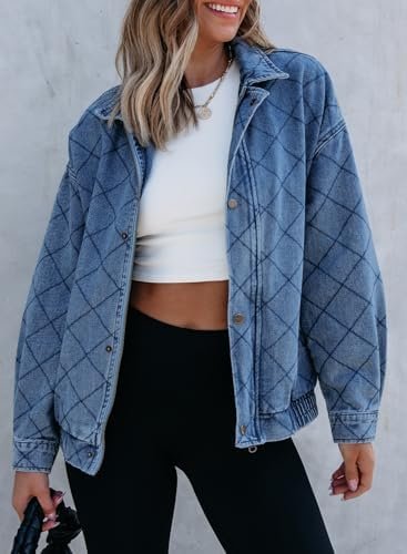 Sidefeel Women's Jean Jacket Long Sleeve Zimbaplatinum Overs...